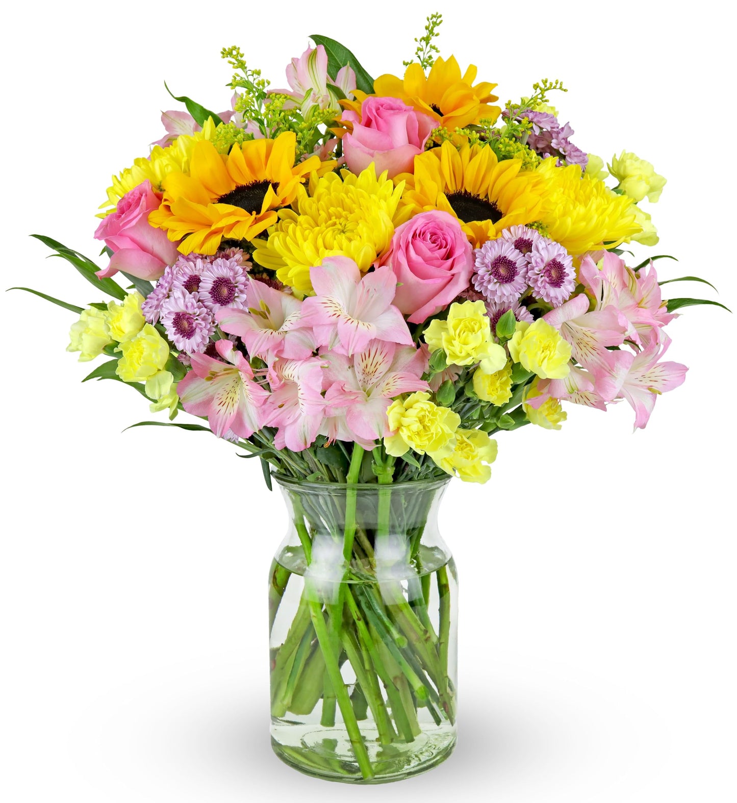 Benchmark Bouquets - Rays of Sunshine (Glass Vase Included) - Fresh Flowers for Delivery - Gift for Graduation, Birthday, Annive
