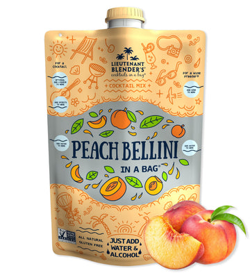Lt. Blender S Peach Bellini In A Bag - Beverage-Inspired Slushie Mixes - Each Bag Makes 1/2 Gallon Of Frozen Peach Bellini Mix - Non-Gmo Beverage-Inspired Freezer Mix - Make With Beverage-Inspired  Beverage-Style Or As A Mocktail - (Pack Of 1)