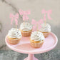 Cyodoos 24Pcs Pink Bowknot Cupcake Toppers Cake Dessert Picks Decoration For Baby Shower Princess Cupcake Toppers For Birthday P