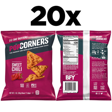 PopCorners Popped Corn Snacks, Sweet Chili, 1 Ounce (Pack of 20) (Packaging May Vary)