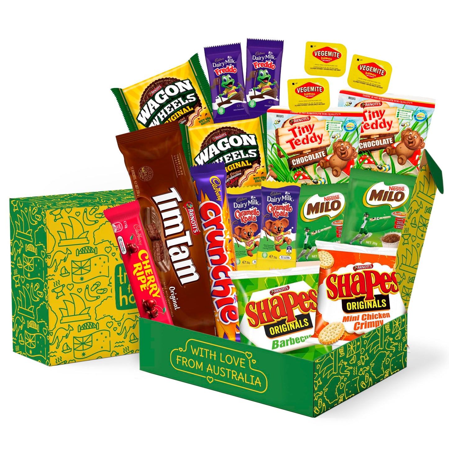 from Home Authentic Australian Snack Gift Box - Tim Tams, Cadbury, Cherry Ripe - Medium Size