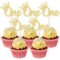 Gyufise 24Pcs Crown Cupcake Toppers Gold Glitter Crown One Cupcake Picks Prince 1St Birthday Crown Cupcake Decors For Prince Cro