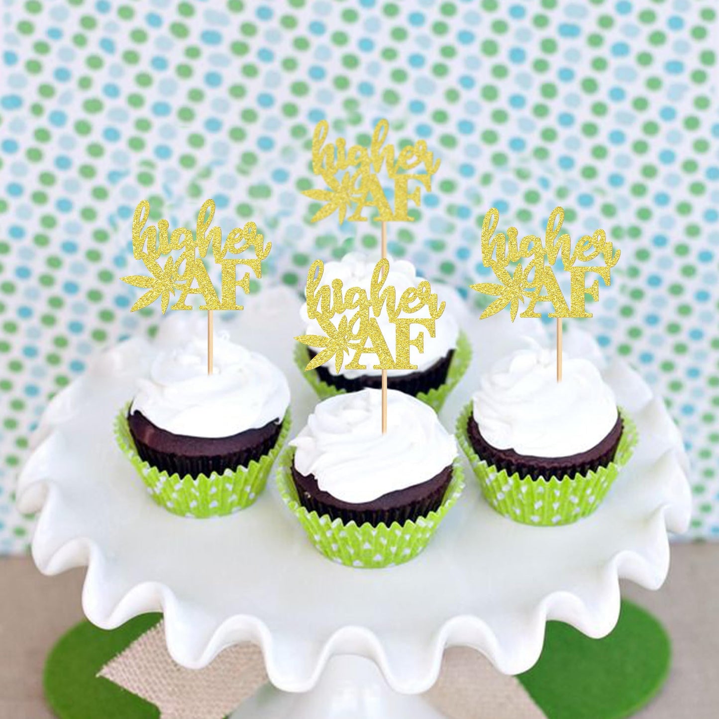 Ercadio Gold Glitter Cupcake Toppers - 24 Pcs Birthday Party Decorations Supplies