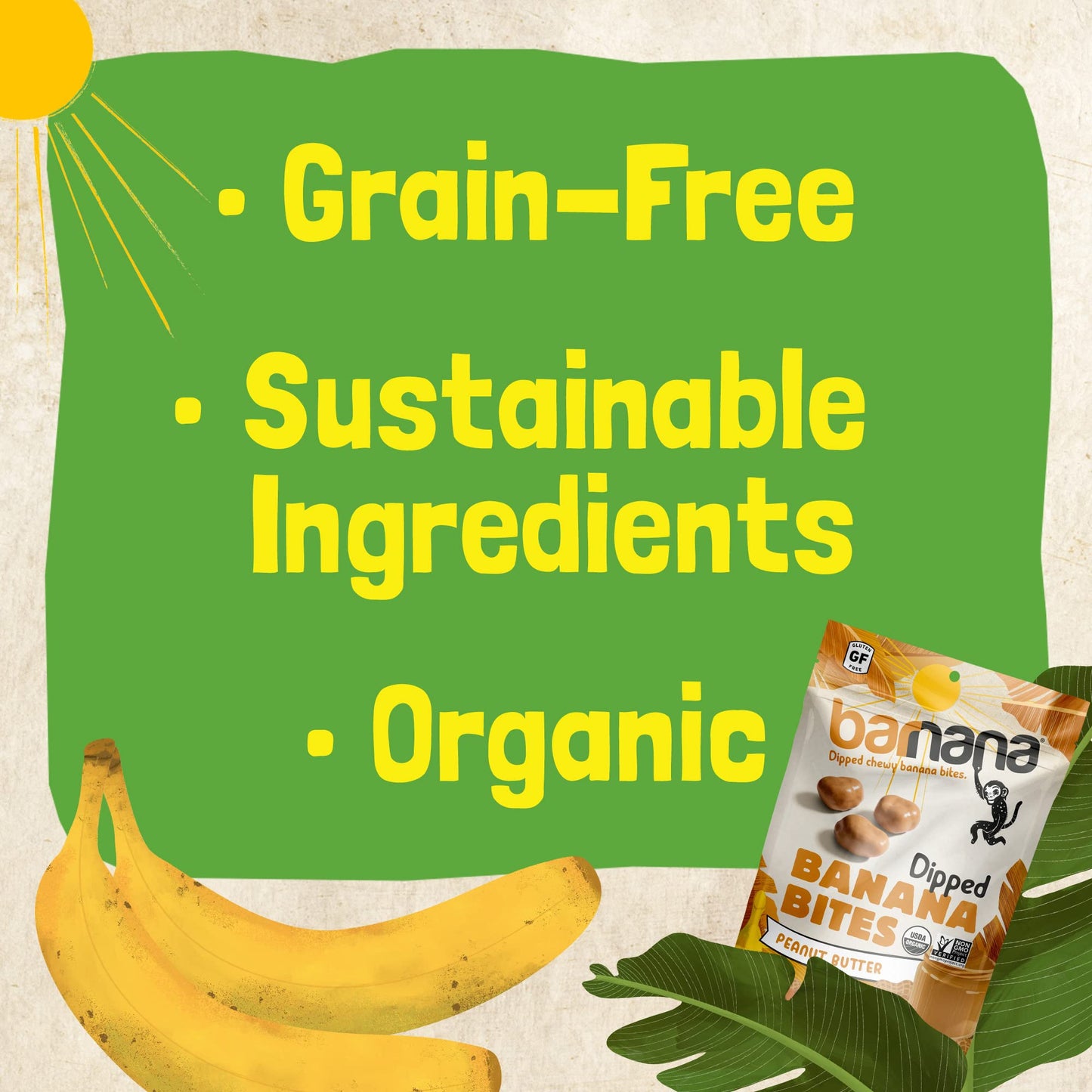 Barnana - Organic Chewy Dipped Banana Bites, Peanut Butter, Chewy Banana Snack, Made With Real Fruit, Kosher, USDA Organic, Pale