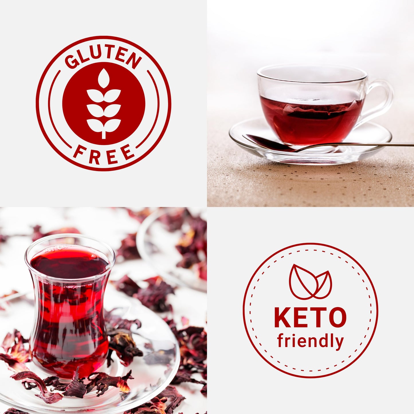 ZAVBE Hibiscus Tea - Dried Hibiscus Flowers, Cut and Sifted, 8 Ounce, Resealable Bag, Perfect for Hot & Iced Tea