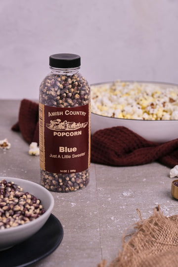 Amish Country Popcorn | 2-14 oz Bottles | Blue Popcorn Kernels | Old Fashioned, Non-GMO and Gluten Free (2-14 oz Bottles)