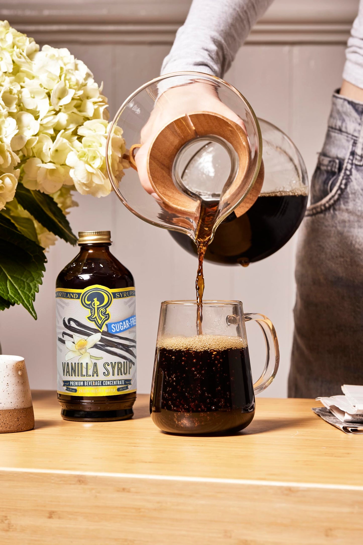 Portland Syrups Sugar-Free Vanilla Syrup - Smooth Creamy Classic Vanilla for Lattes, Cold Brew, Iced Tea, Smoothies, Desserts, N