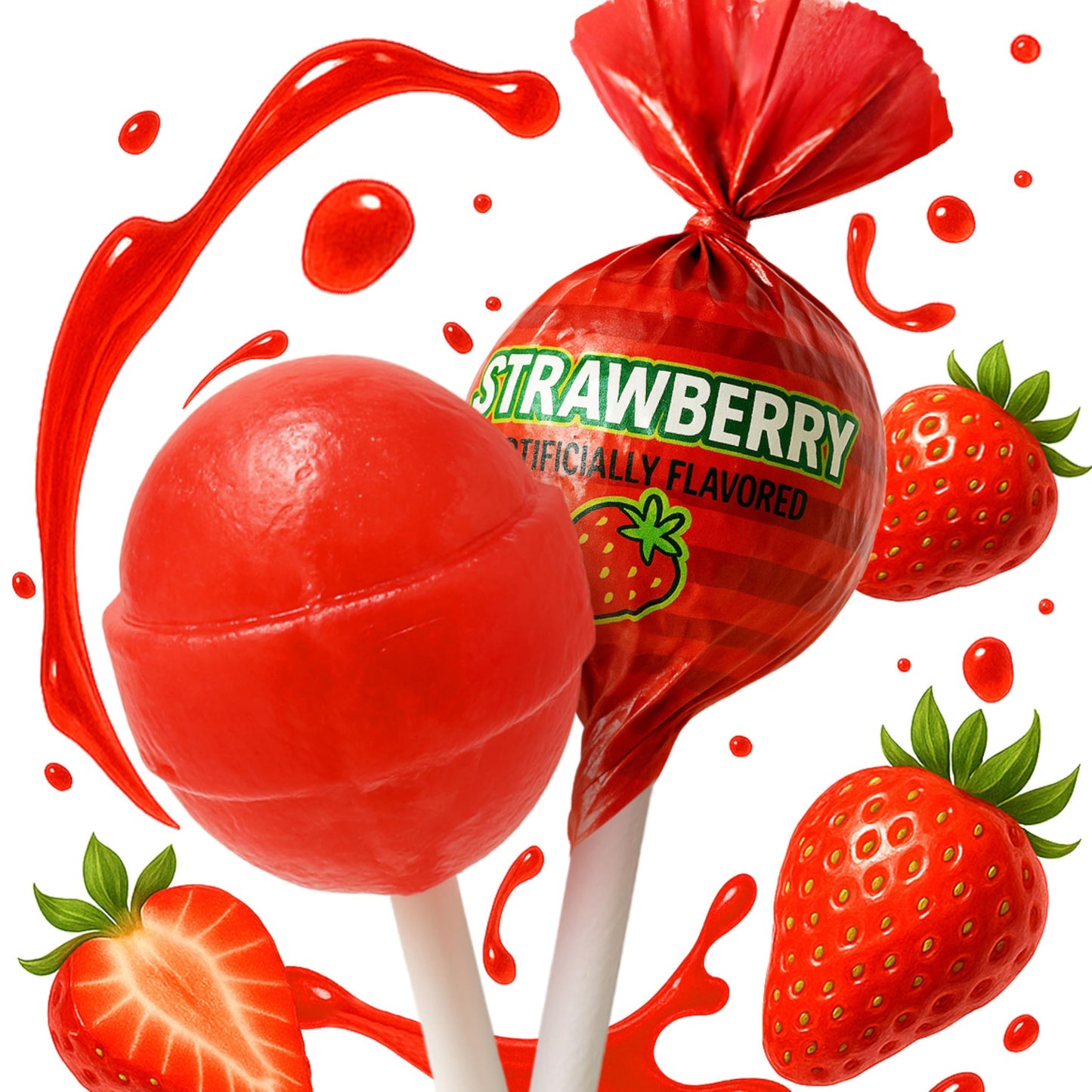 Zestix Strawberry Lollipops – 65 Count Bulk Candy Pack, Individually Wrapped, Sweet Flavor, 17.5 x 5.7 x 18.6 cm