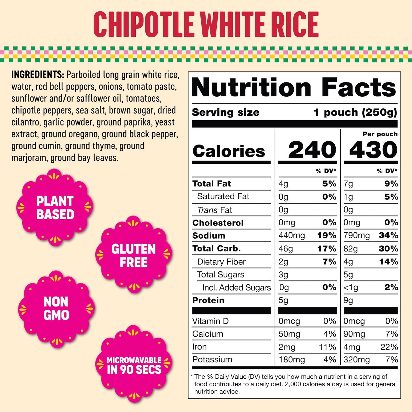 SOMOS Chipotle White Rice, Gluten Free, Vegan, 8.8 oz (Pack of 6) - Microwavable, Authentic Mexican Flavor