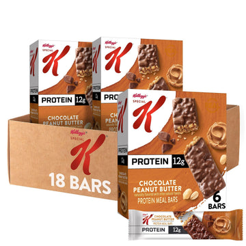 Special K Bar Protein Meal Bars, 12g Protein, Meal Replacement, Chocolate Peanut Butter (3 Boxes)