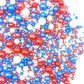 Sprinkles Edible Red White Blue Patriotic Pearls Sugar Sprinkles Candy 142G/ 5.01Oz Mix Size Pearls Baked Cakes Cupcakes Topper