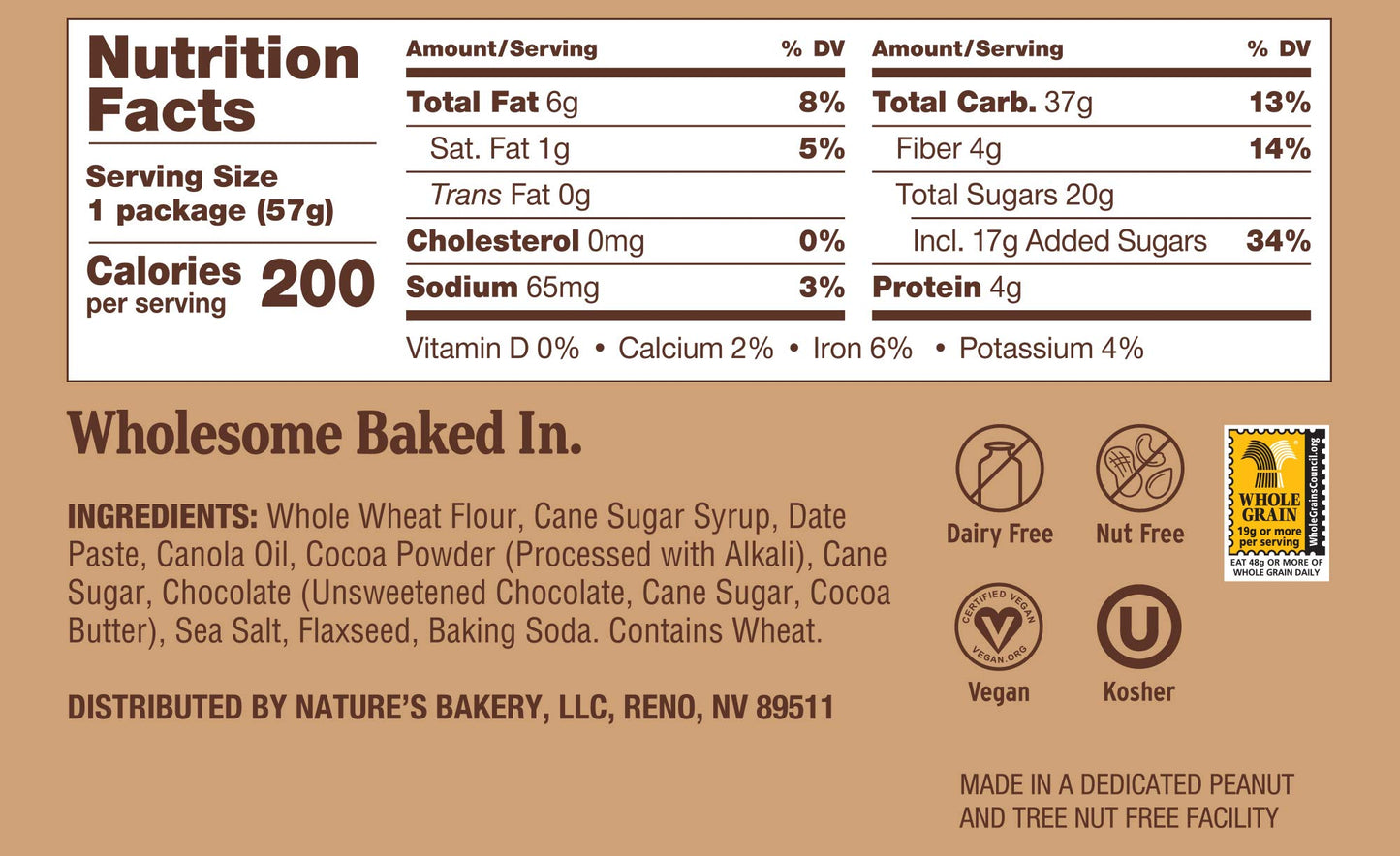 Nature’S Bakery Whole Wheat Fig Bars, Double Chocolate Brownie, Real Fruit, Vegan, Non-Gmo, Snack Bar, 6 Boxes With 6 Twin Packs (36 Twin Packs)
