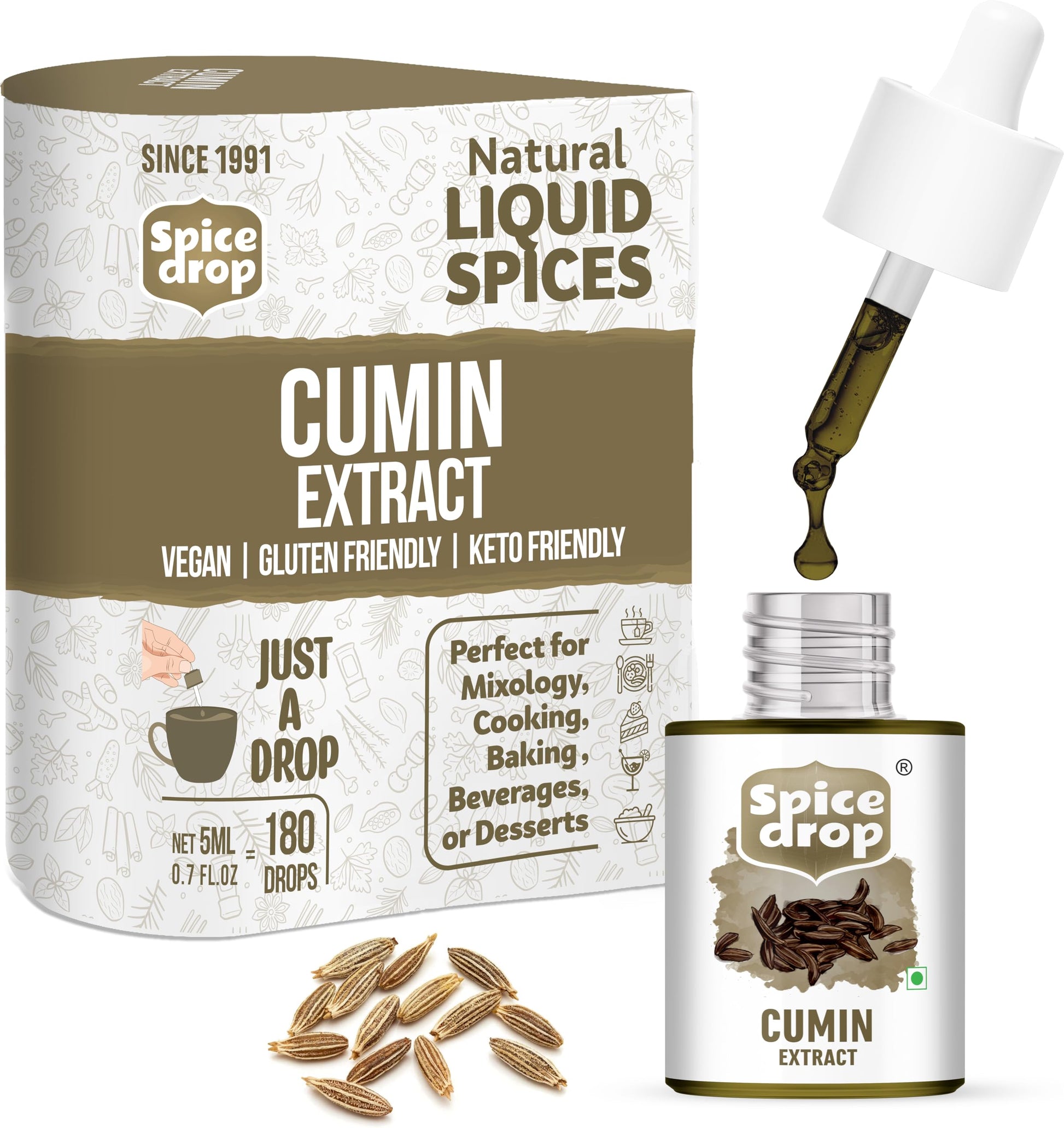 Spice Drop Cumin Natural Extract For Food, Beverages, And Dessert |100% Natural | For Authentic Taste and Aromatic Flavor | Natu
