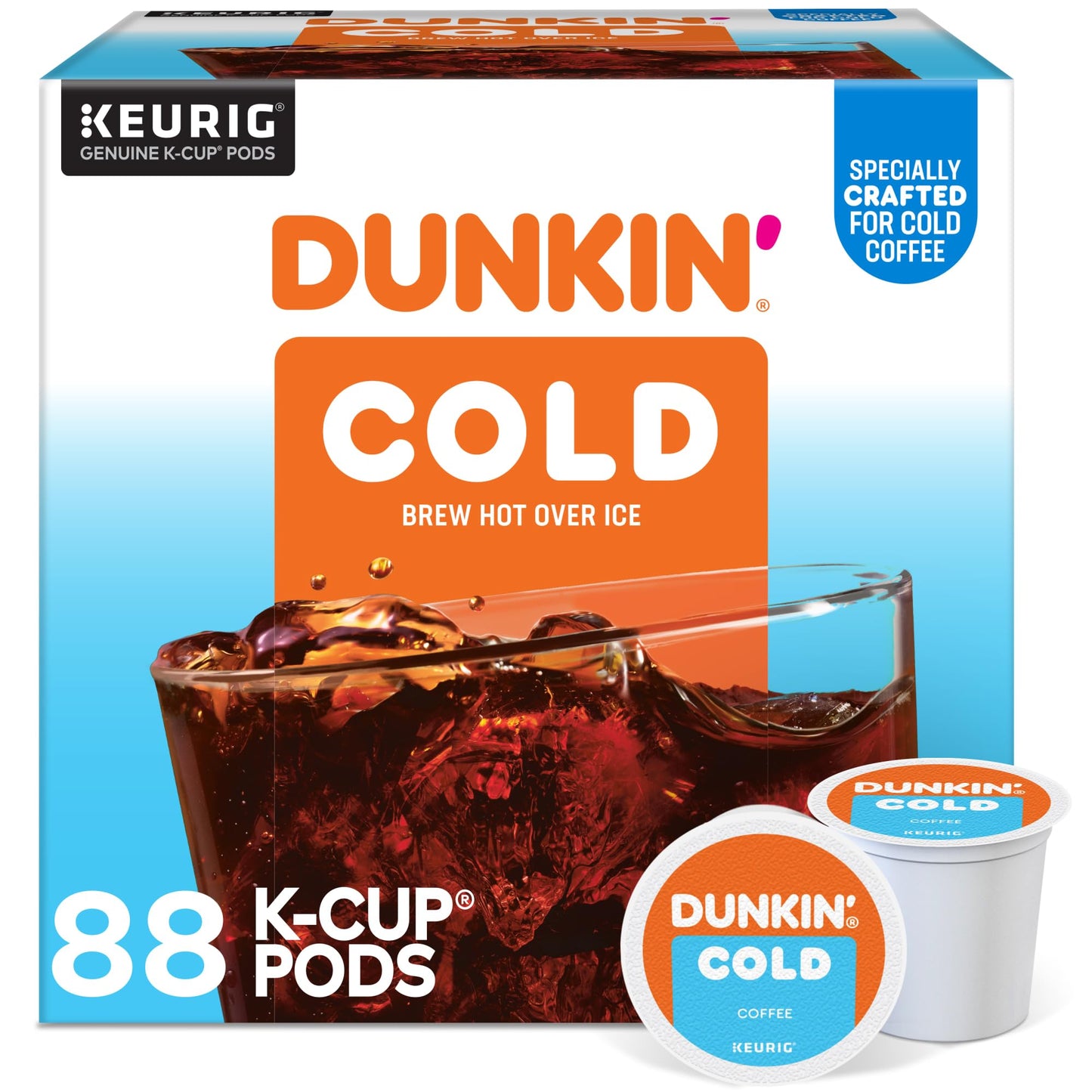 Dunkin Brew Over Ice Keurig Single Serve K-Cup Pods, 4.14 Oz, 22 Pods Per Pack, Case Of 4 Packs