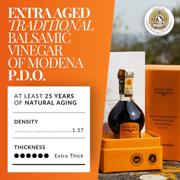 Manicardi Traditional Balsamic Vinegar Of Modena Pdo Aged 25 Years - Extra Aged Italian Perfect For Snacks, Pasta, Vegetables, S