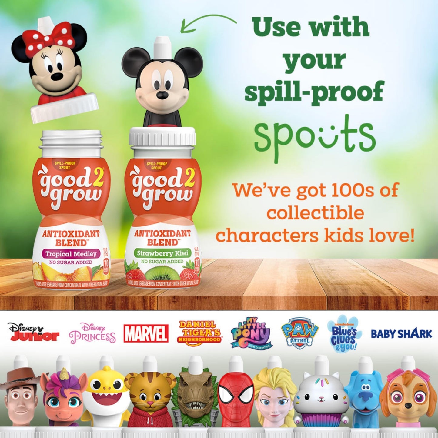 Good2Grow Strawberry Kiwi & Tropical Medley Flavored Antioxidant Blend Juice For Kids- Juice Bottles Bulk 24 Pack, Reusable Bott