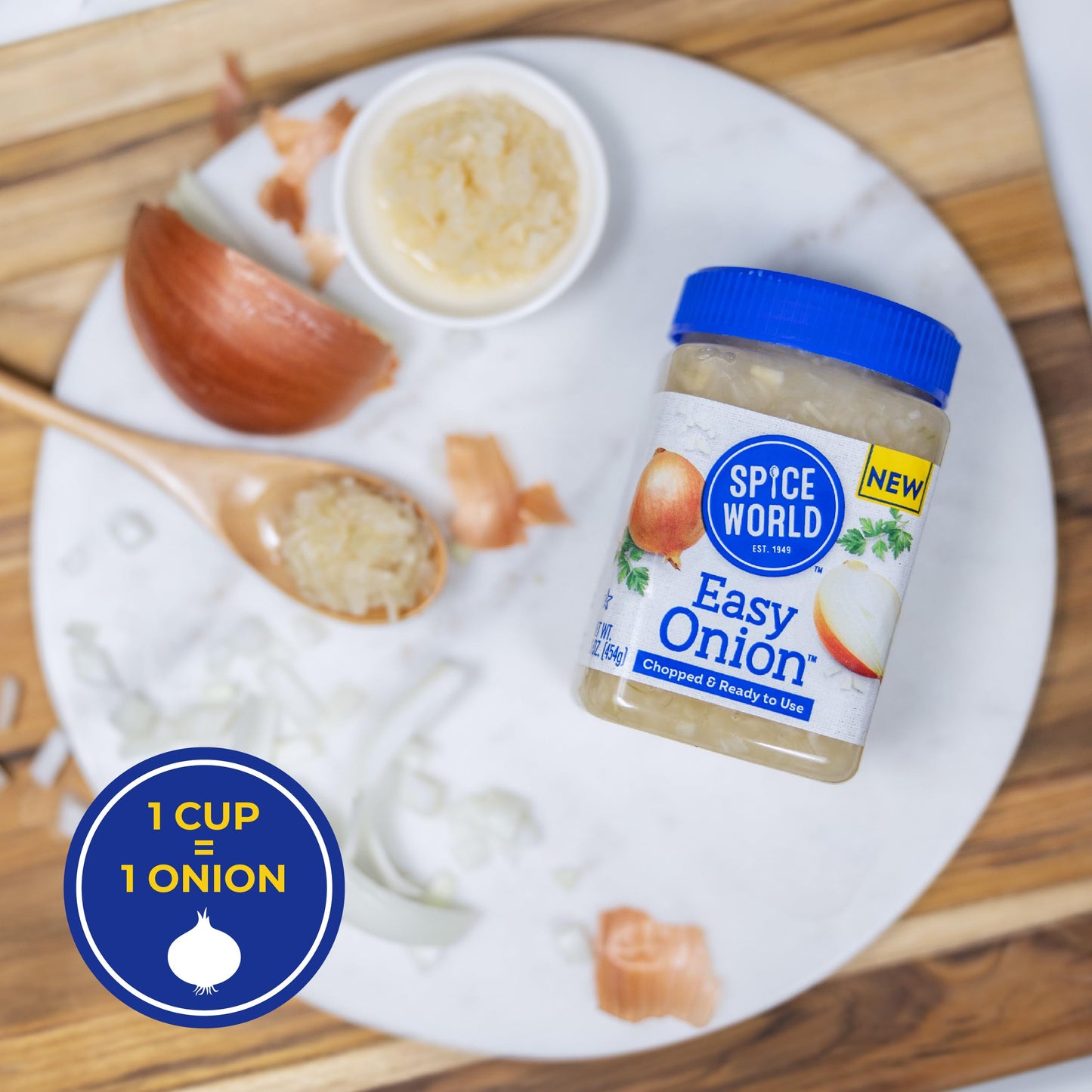 Spice World Chopped Easy Onion - 16Oz Ready-To-Use Minced Onion - Perfect For Hot Dogs, Stir Fry, Marinades, & More - Simply Sco