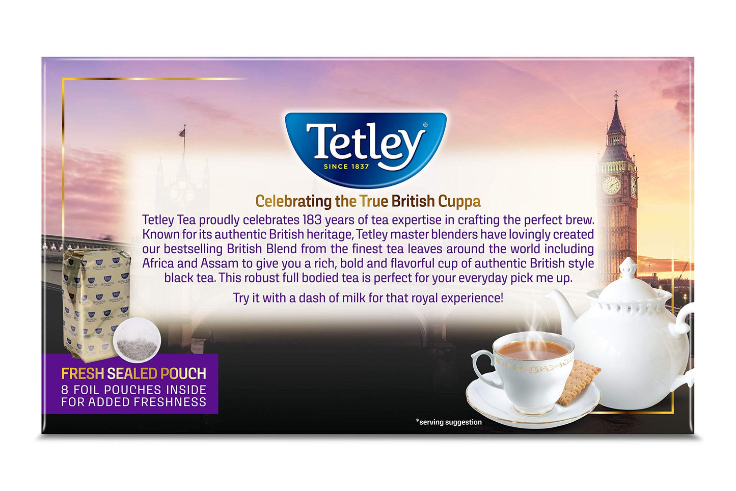 Tetley British Blend Premium Black Tea - 320 Tea Bags, Rainforest Alliance Certified, 320 Count, Rich Flavor and Aroma