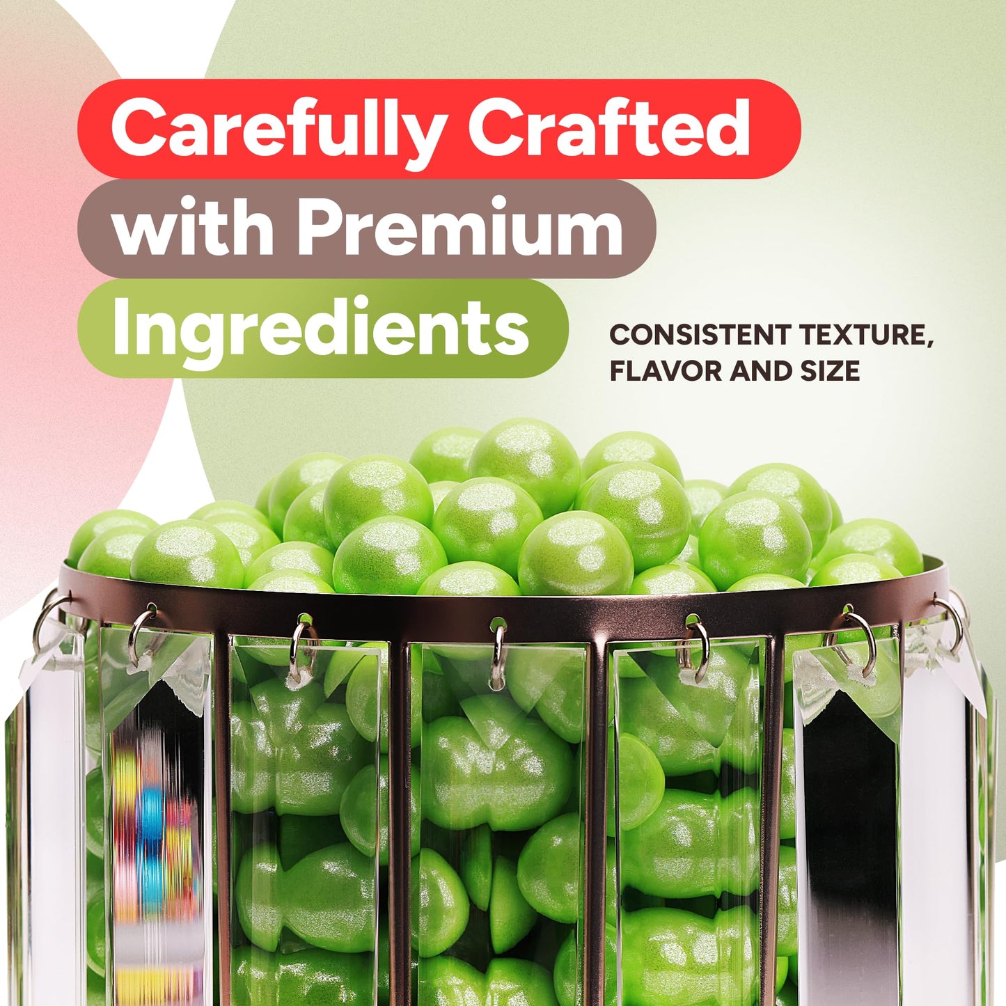 Crafty Confections Shimmer Gumballs - Green Apple Candy, 3 Pack, 3.5 oz, 16mm, Shimmer Powder Green, Perfect for Party Favors & Sweet Treat
