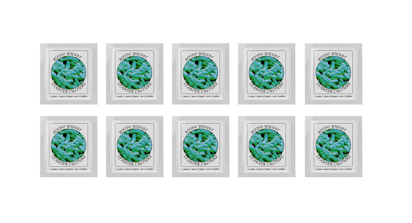 Yogurt Starter Cultures - Pack Of 10 Freeze-Dried Culture Sachets For Bifido Yogurt (10)