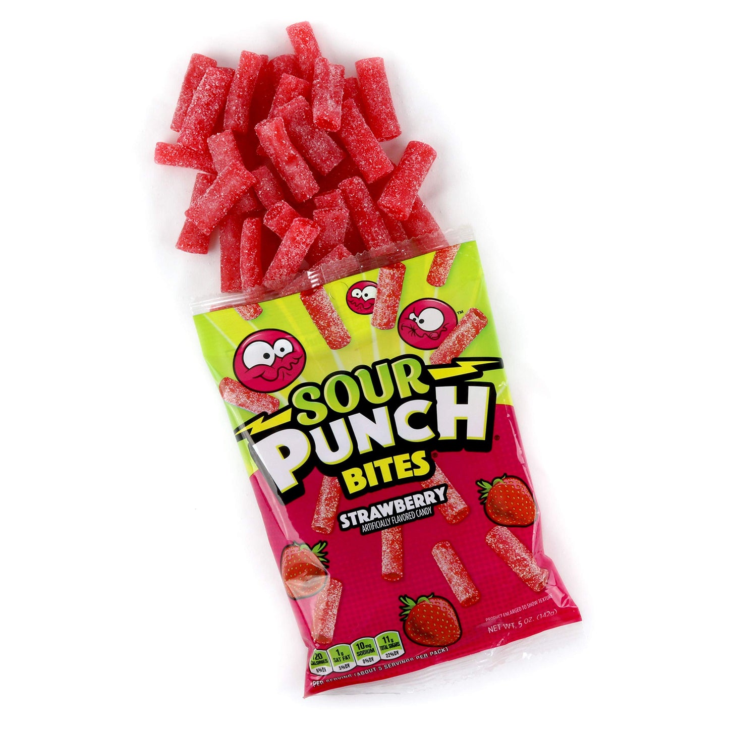 Sour Punch Bites, Sweet Strawberry Fruit Flavor,Soft & Chewy Candy, 5 Ounce Bag, Pack Of 12