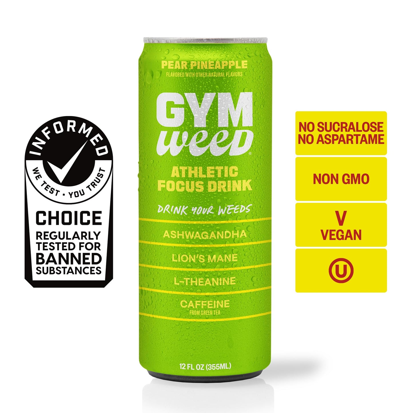 GYM   Athletic Focus Drink Variety Pack, 12 Pack with KSM-66 Ashwagandha, Lions Mane, L-Theanine, Green Tea Caffeine