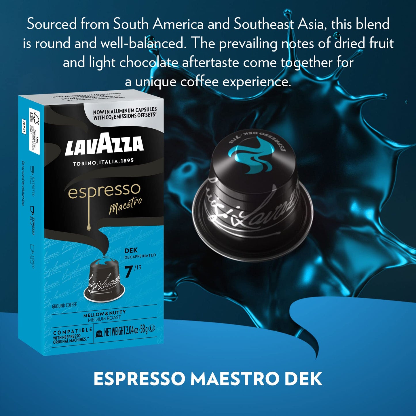 Lavazza Espresso Maestro Decaf Aluminum compact pieces, Medium Roast, Compatible with Nespresso, 60 Count (10 Count Pack of 6)