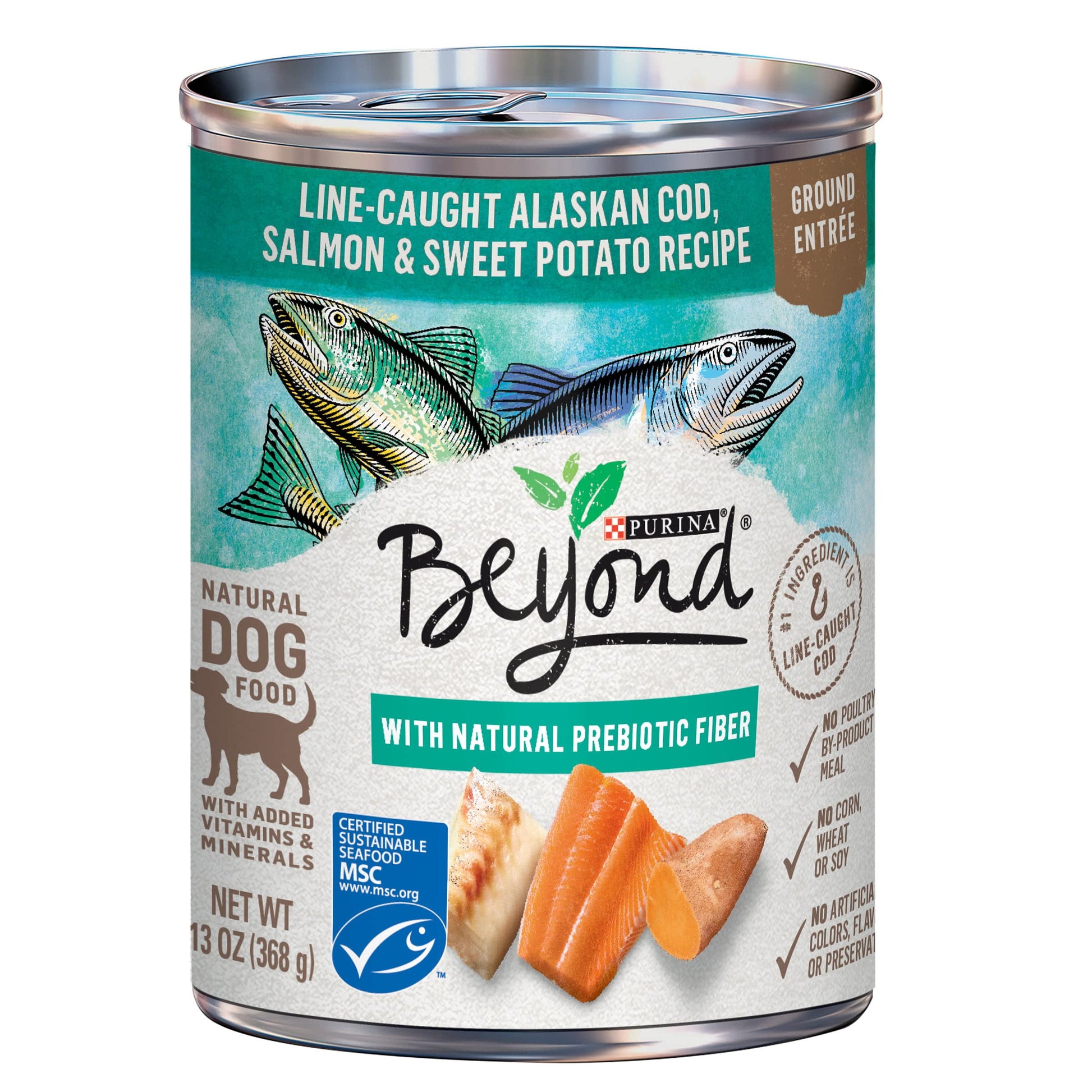 Purina Beyond Natural Wet Dog Food Pate, Grain Free Alaskan Cod, Salmon & Sweet Potato Recipe, 13 Oz. Cans
