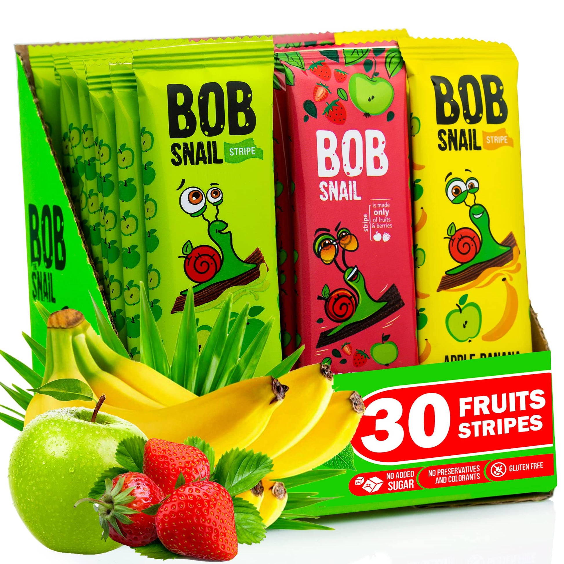 Snacks Variety Pack For Kids Adults - 30 Healthy Fruit Snacks Bulk Individually Wrapped - Fruit Leather With Natural Strawberry