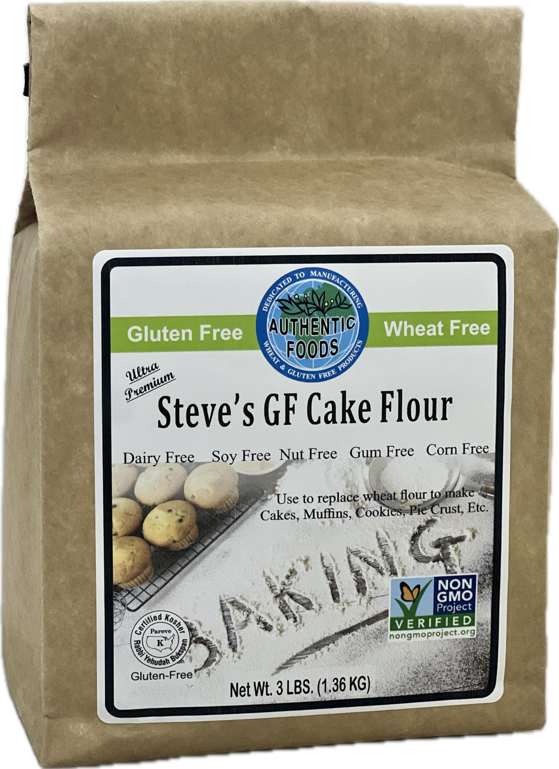 Authentic Foods Steve'S Gluten Free Cake Flour Blend, 3 Pound