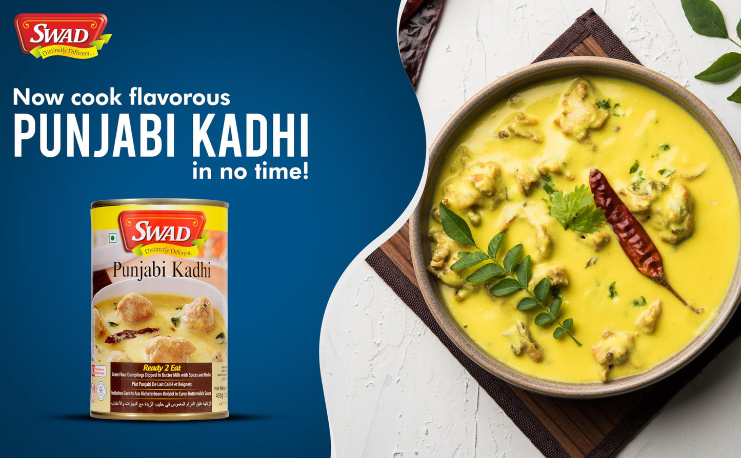 Swad Ready To Eat Punjabi Kadhi Instant Mix Vegetarian Heat & Eat With No Added Preservative - 450 Grams (Pack Of 3)