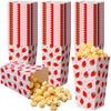 Geyoga 50 Pcs Strawberry Popcorn Boxes 6 x 2.4 in Red Pink Strawberry Party Favor Popcorn Bucket Disposable Paper Candy Treat Co