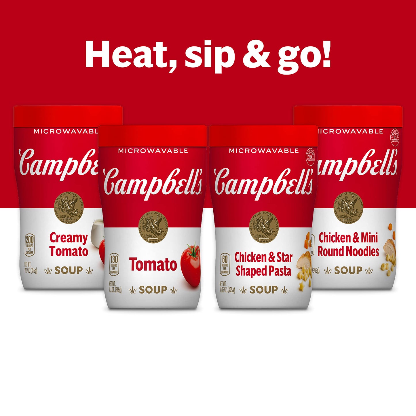 Campbell s Sipping Soup, Creamy Tomato Soup, 11.1 Oz Microwavable Cup (Case of 8)