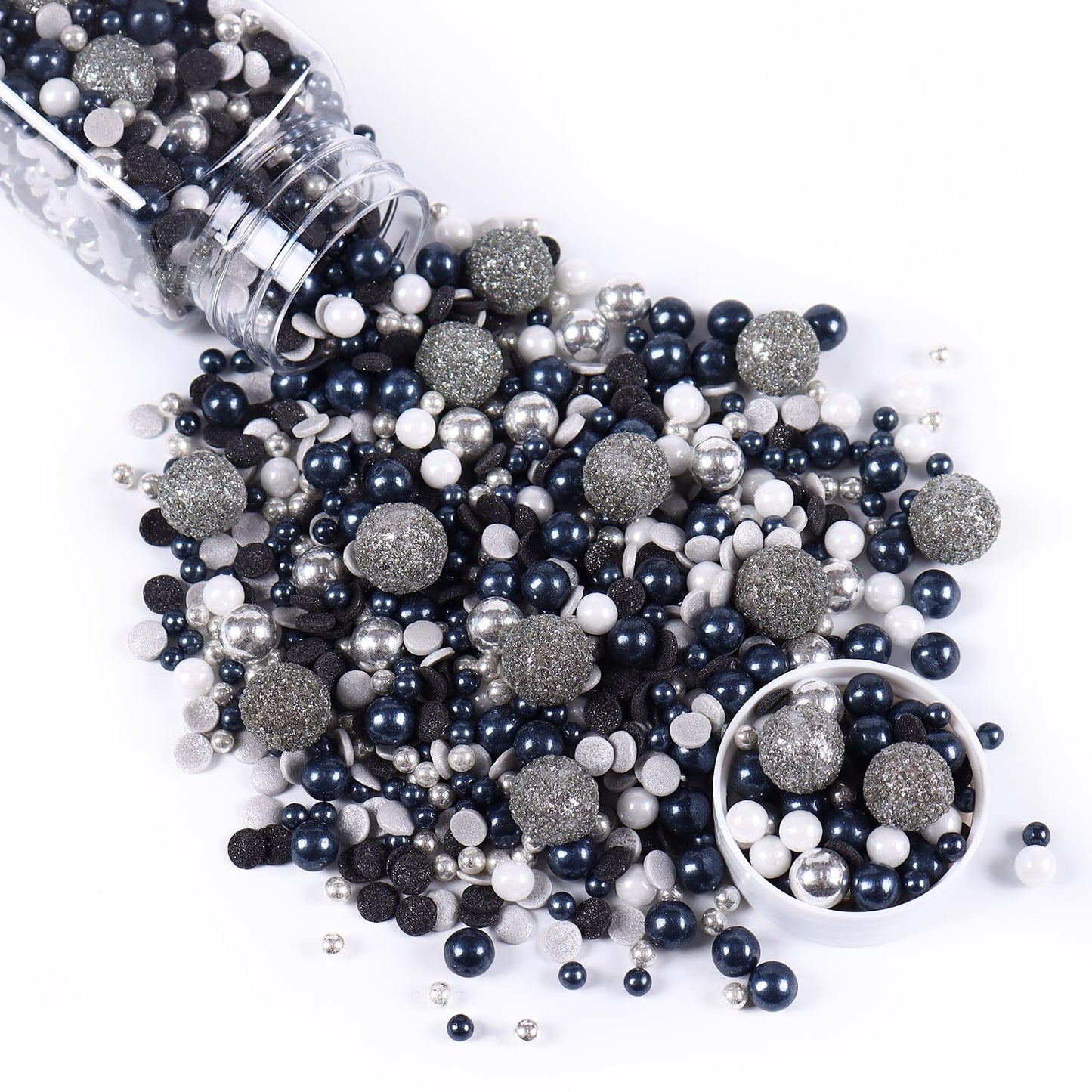 Black & Silver Sprinkles For Cake Decorating 4.23Ounce - Sparkle Pearl Sprinkles For Cupcake Toppers, Ice Cream, Candy, Cookie D