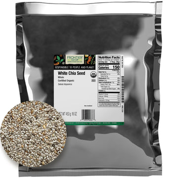 Frontier Co-op Organic Chia Seeds, Whole, 16 Oz, Bulk Bag - For Chia Pudding, Smoothies, Baking, and Salads
