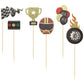 Gyufise 24 Pack Race Car Cupcake Toppers For Boy Birthday Racing Car Theme Trophy Flag Wheel Fruit Picks Party Decoration Let'S