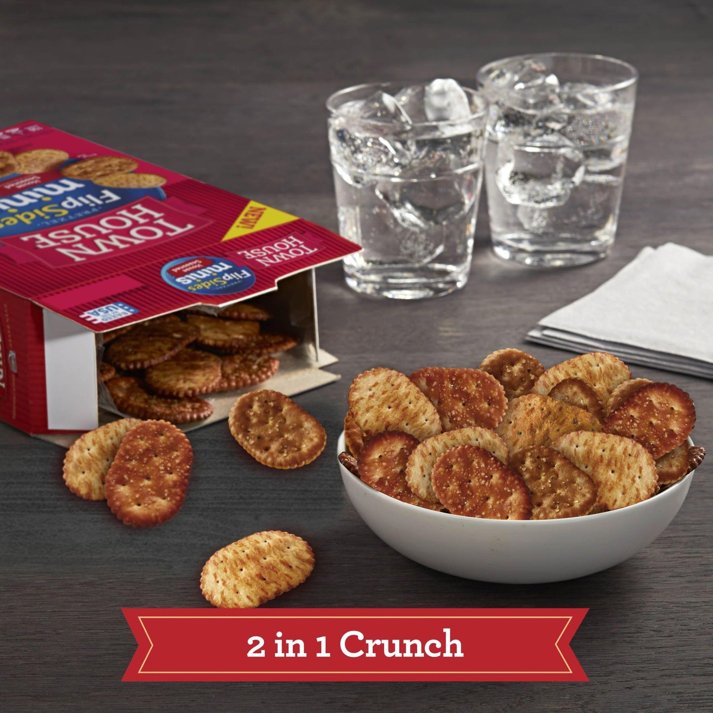 Town House Flipsides Minis Oven Baked Crackers, Lunch Snacks, Snack Crackers, House Seasoned (12 Boxes)