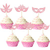 24Pcs Masquerade Masks Cupcake Toppers Glitter Bachelorette Party Mask Cupcake Food Picks Masquerade Mardi Gras Party Baby Showe