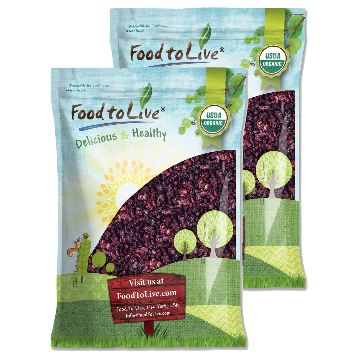 Organic Delightful Berries Mix, 16 Pounds - A Blend of Non-GMO Dried Cherries & Cranberries. Gently Infused with Organic Sugar. 