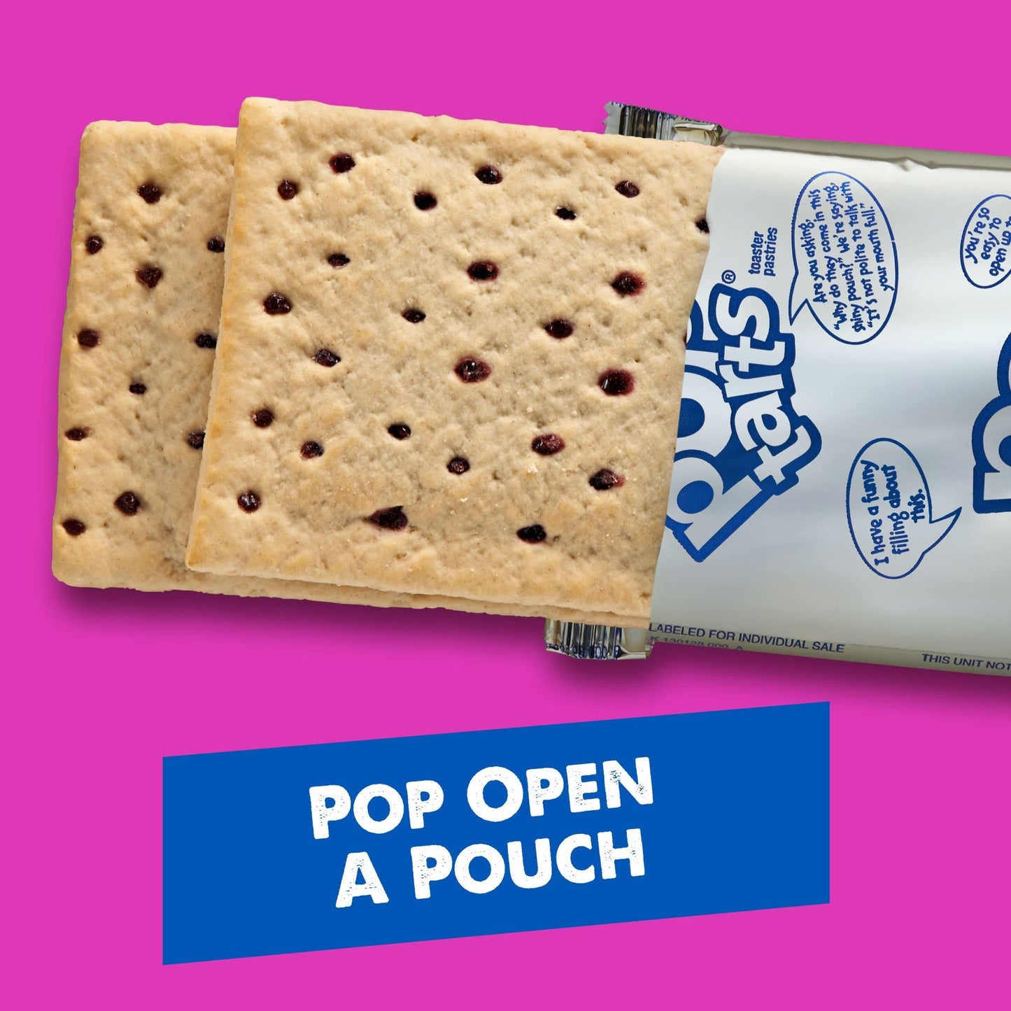 Pop-Tarts Toaster Pastries, Breakfast Food And Kids Snacks, Unfrosted Blueberry, 10.15Lb Case (96 Pop-Tarts)