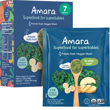 Amara Organic Baby Food - Stage 2 - Kale Potato - Baby Cereal To Mix With Breastmilk, Water Or Baby Formula - Shelf Stable Baby 