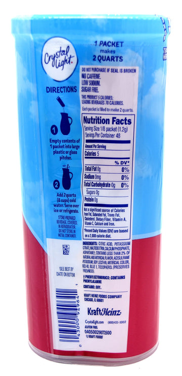 Crystal Light Raspberry Lemonade Drink Mix, 1.8-Ounce Canister, Pack of 2