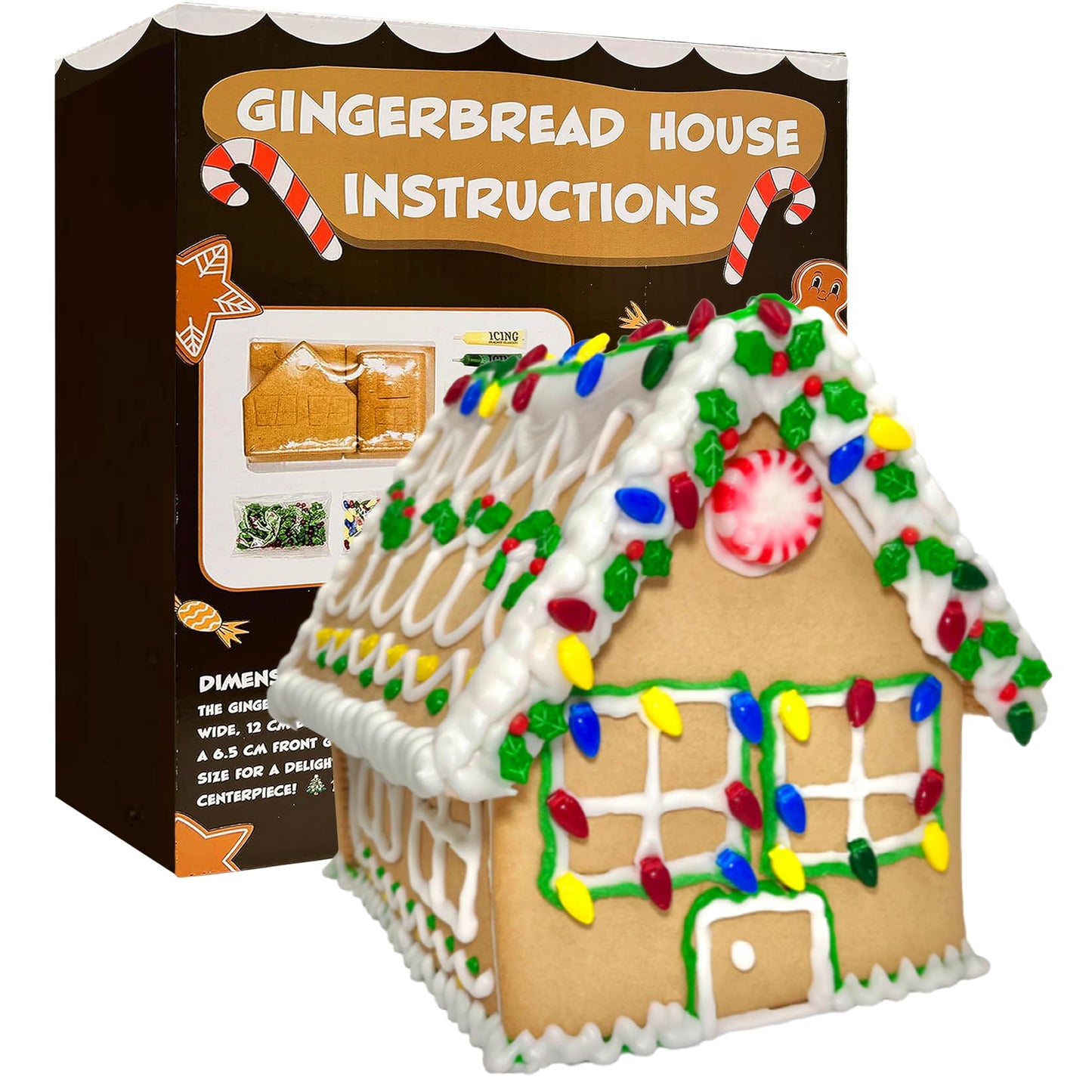 Sarah's Candy Factory Gingerbread Cookie House Kit - 2 Lbs - Easy to Decorate - Includes Everything Needed to Assemble and Decor