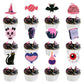 Ercadio 24 Pack Pink Halloween Cupcake Toppers Halloween Witch Hat Cat Skull Bat Cupcake Picks Pink Ghost Halloween Cupcake Topp