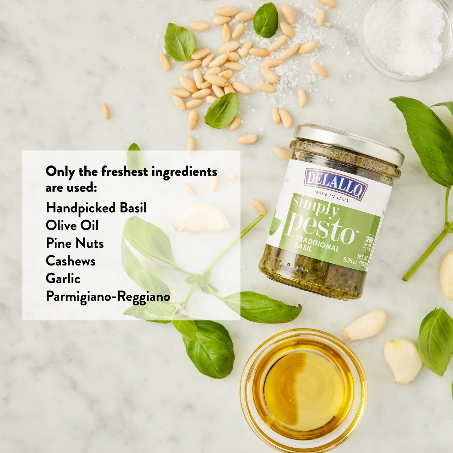 Delallo Traditional Basil Pesto, 6 Ounce Jar, 2 Pack, Made In Italy, Gourmet Spread, Ready To Use Pasta Sauce