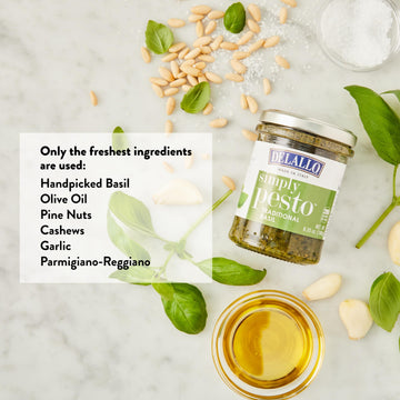 Delallo Traditional Basil Pesto, 6 Ounce Jar, 2 Pack, Made In Italy, Gourmet Spread, Ready To Use Pasta Sauce