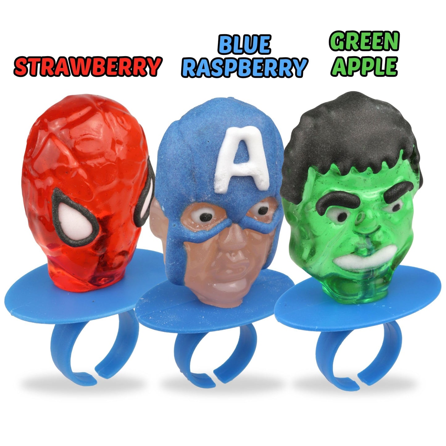 Imaginings 3 Marvel Avengers Lollipop Rings, Individually Wrapped Spiderman, Hulk, And Captain America Decorated Suckers, Birthd