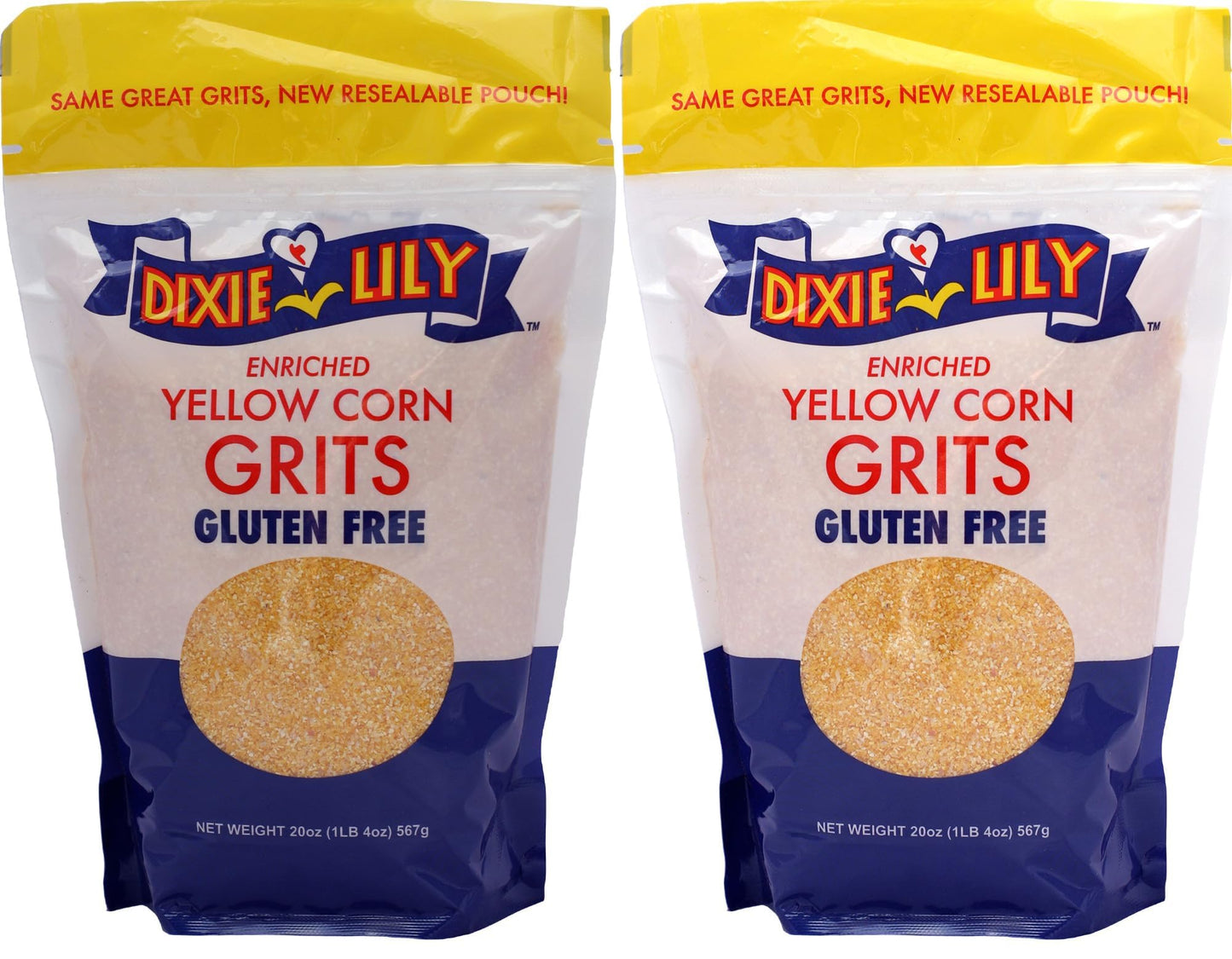 Dixie Lily Yellow Grits - 2 x 20 oz Packs with Recipe Card, Corn Grits, Gluten-Free