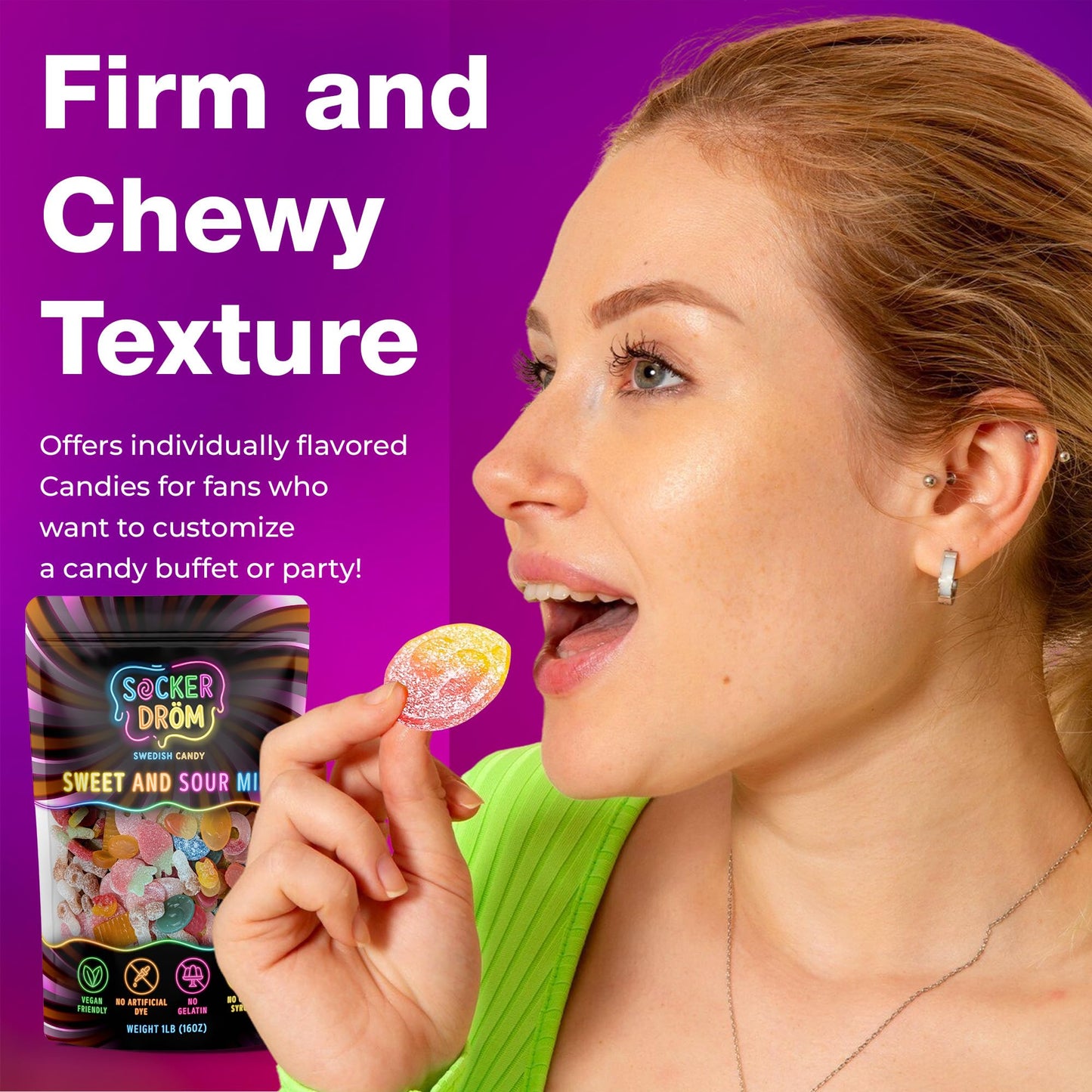 Authentic Swedish Candy Mix 1lb | Vegan Variety Pack of Sweet & Sour Swedish Candy Gummies | No Gelatin  No Corn Syrup  Gummy Pack from Sweden for Snacking  and Gifting