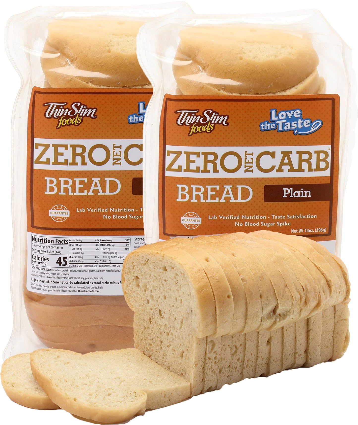 ThinSlim Foods Zero Net Carb Keto Bread | Low Carb Bread | Plain (Pack of 2)